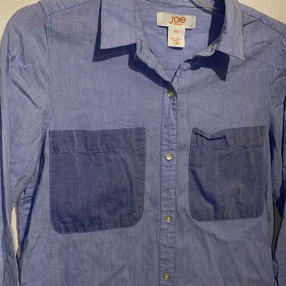 Joe Fresh Men's Long-Sleeve Button-Down Pointed Collar Blue Shirt Small - Picture 5 of 9